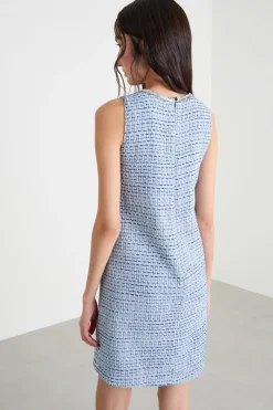 Abito in stuoia con strass - Azzurro