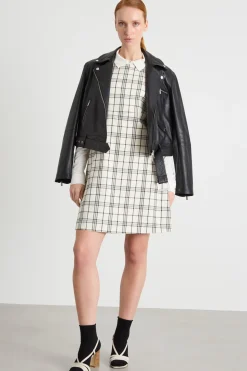 Abito in stuoia stretch - Bianco Nero