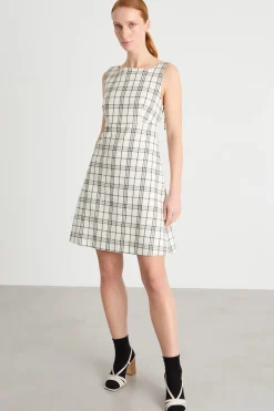 Abito in stuoia stretch - Bianco Nero
