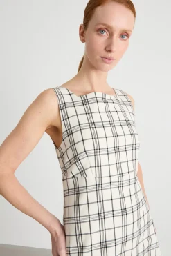 Abito in stuoia stretch - Bianco Nero