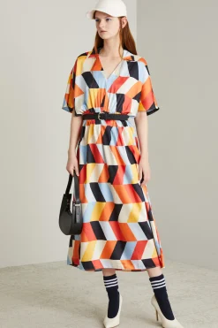 Abito in twill - Arancione Giallo