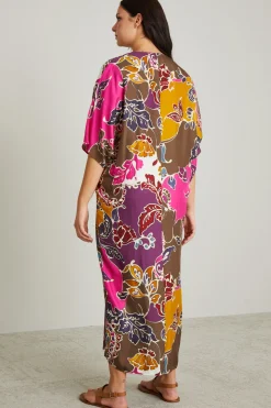 Abito in twill di seta - Marrone Viola Rosa