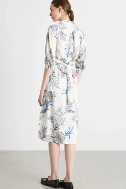 Abito in twill stampato - Bianco