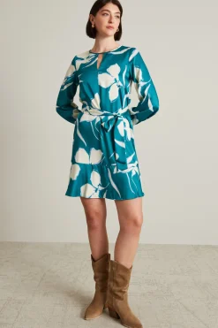 Abito in twill - Verde Bianco