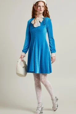 Abito in velluto - Azzurro