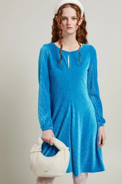 Abito in velluto - Azzurro