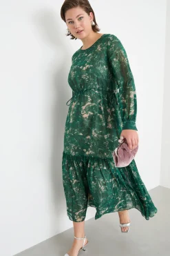 Abito in voile con coulisse - Verde