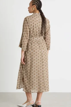 Abito in voile con stampa - Beige