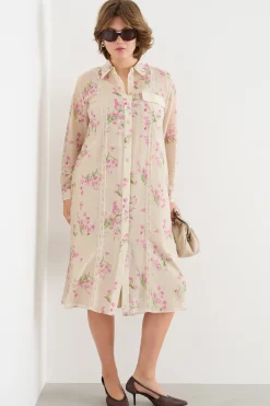 Abito in voile stampato - Beige