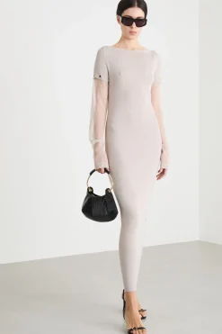 Abito lungo con maniche rimovibili - Beige