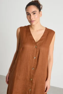 Abito lungo con scollo a V - Marrone