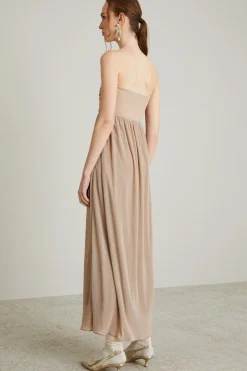 Abito lungo glitter - Beige