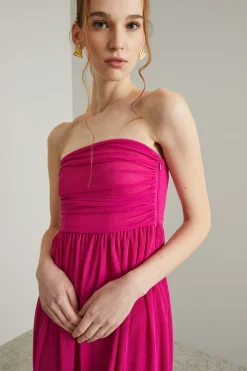 Abito lungo glitter - Fuxia
