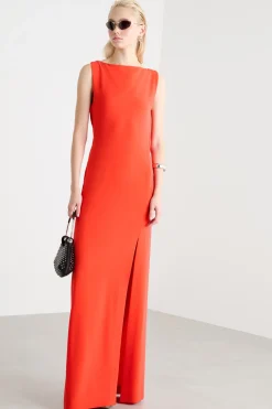 Abito lungo in cady - Rosso