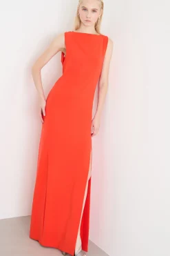 Abito lungo in cady - Rosso