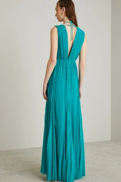 Abito lungo in chiffon - Verde