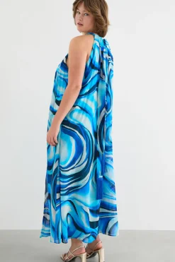 Abito lungo in georgette - Azzurro
