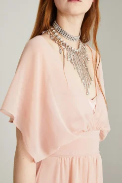 Abito lungo in georgette - Rosa