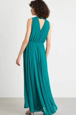 Abito lungo in georgette - Verde