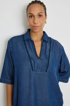 Abito lungo in jeans con spacchi - Blu