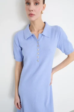Abito lungo in maglia - Azzurro