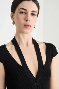 Abito lungo in maglia con dettagli cut-out - Nero