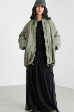 Abito lungo in maglia e tulle - Nero