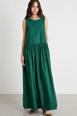 Abito lungo in taffettà - Verde