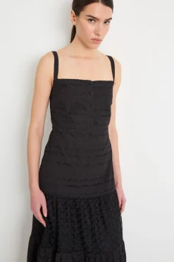 Abito lungo in voile di cotone - Nero