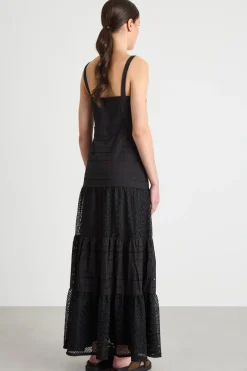 Abito lungo in voile di cotone - Nero