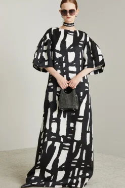 Abito maxi in seta - Nero Bianco