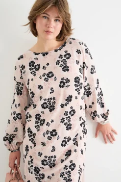Abito midi con scollo a V sul retro - Rosa Nero