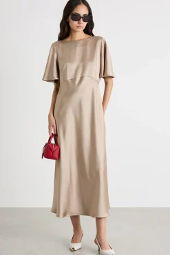 Abito midi fluido - Beige