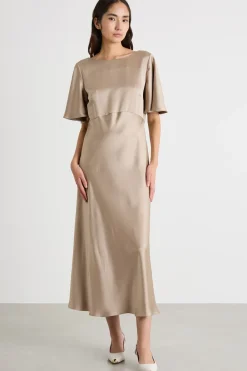 Abito midi fluido - Beige