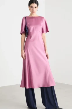 Abito midi fluido - Rosa