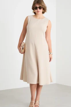 Abito midi in cady - Beige