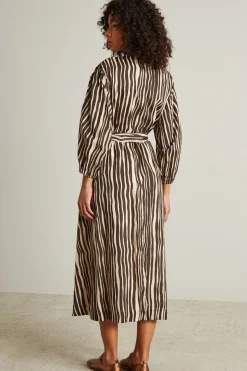 Abito midi in cotone - Marrone Beige