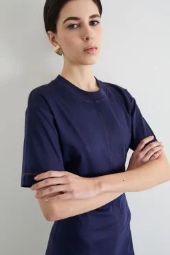 Abito midi in jersey - Blu
