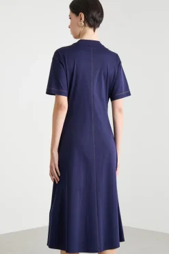 Abito midi in jersey - Blu