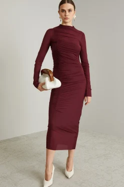 Abito midi in jersey calza - Bordeaux