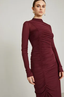 Abito midi in jersey calza - Bordeaux