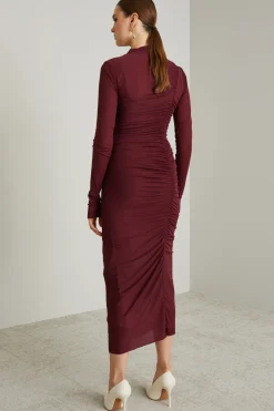 Abito midi in jersey calza - Bordeaux