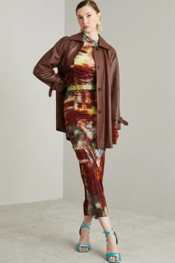 Abito midi in jersey calza - Bordeaux Celeste