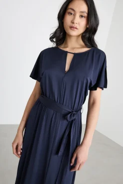 Abito midi in jersey piqué - Blu