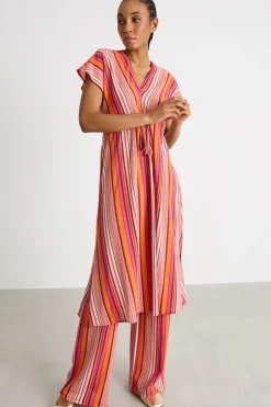 Abito midi in jersey - Rosa Arancione
