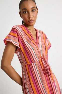 Abito midi in jersey - Rosa Arancione