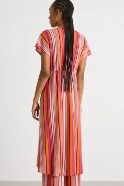 Abito midi in jersey - Rosa Arancione