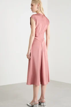 Abito midi in raso - Rosa