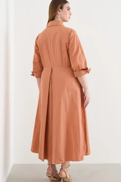 Abito midi in taffetà - Arancione