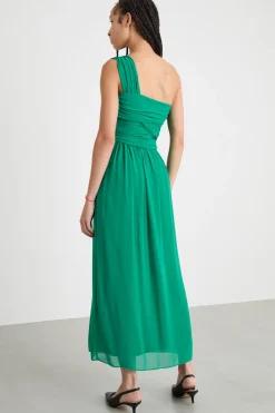 Abito monospalla in georgette - Verde